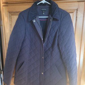 Long Tall Sally size 10 never worn quilted barn jacket, corduroy collar navy